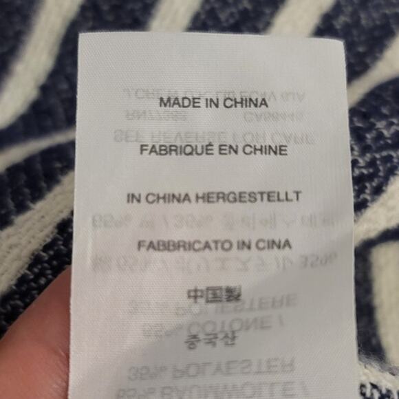 J Crew Baja Striped 3/4 Sleeve Hoodie Blue White Small - Picture 7 of 11